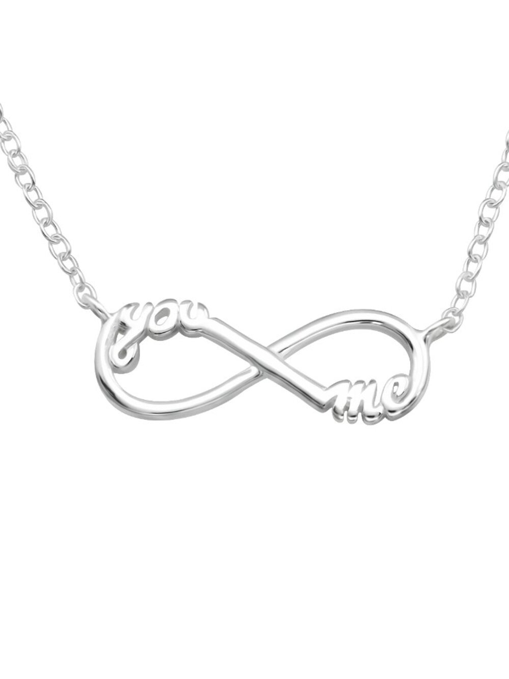 Sterling Silver You and Me Infinity Necklace
